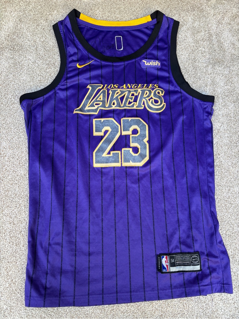 Los Angeles Lakers LeBron James #23 Nike Swingman Jersey Size 54 w/Wish READ